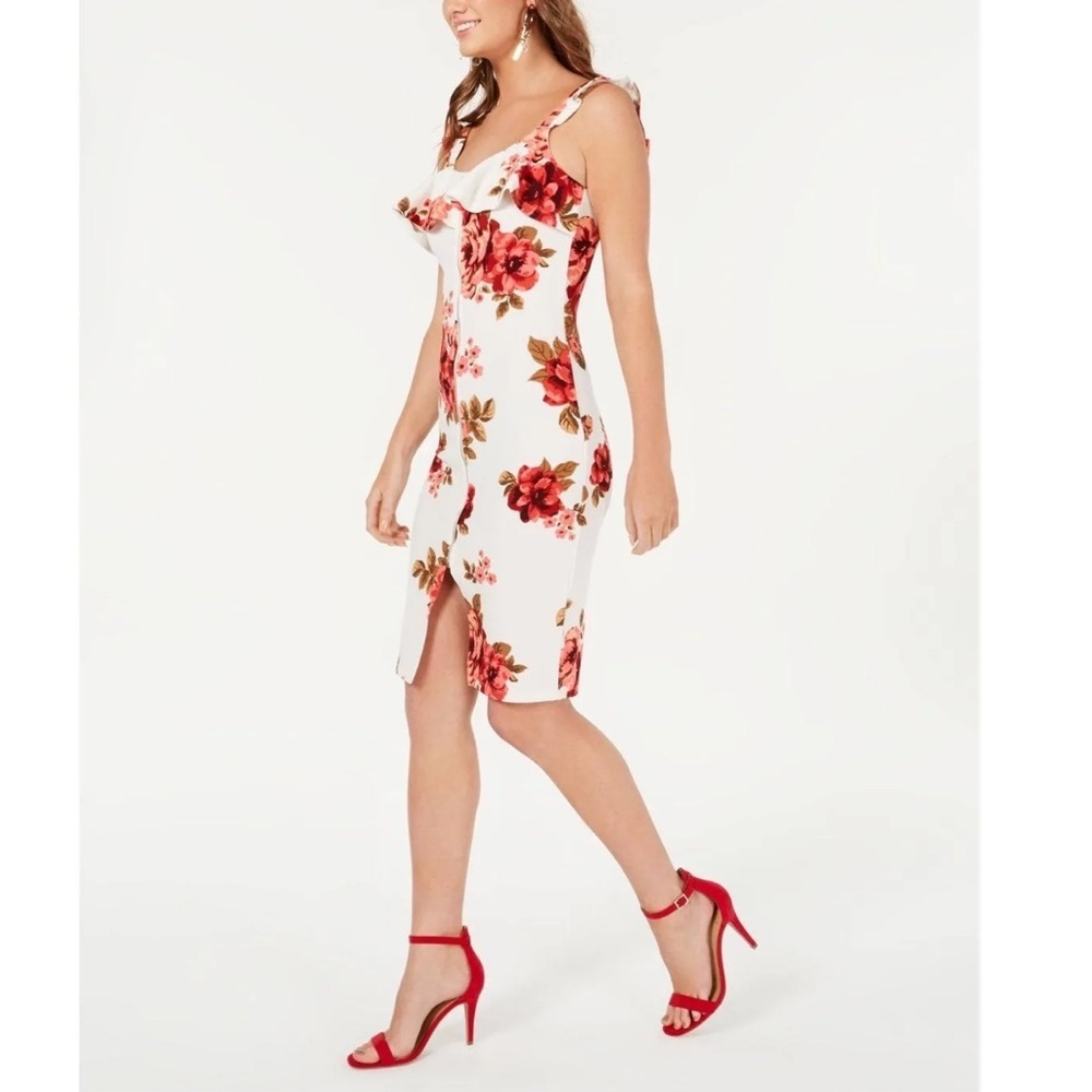 NWT Crave Fame Sleeveless Front Zip Fitted Floral Bodycon Dress SZ S in‎ White